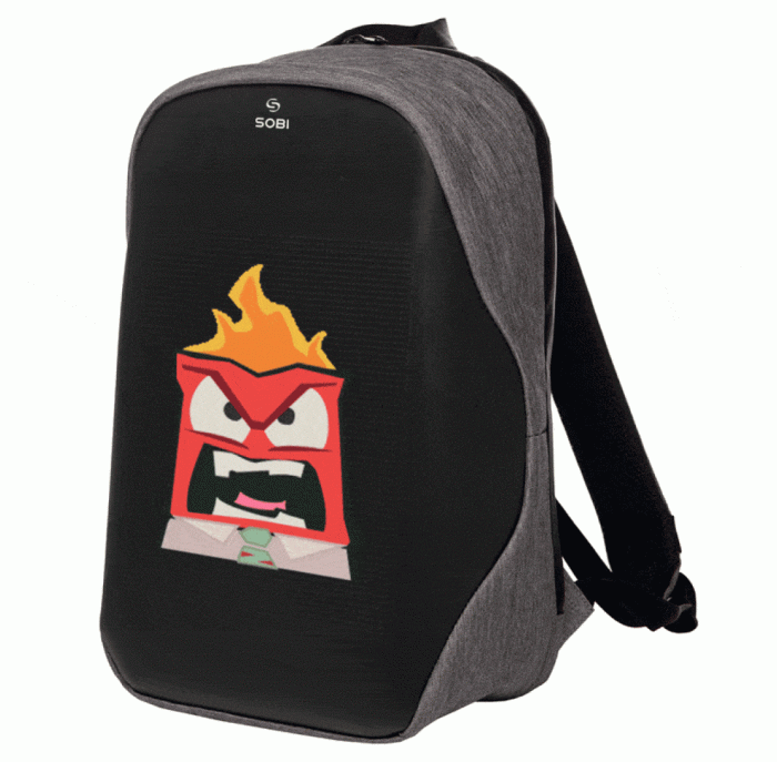 Рюкзак Sobi Pixel Neo SB9704 Gray із LED екраном, укр, укр