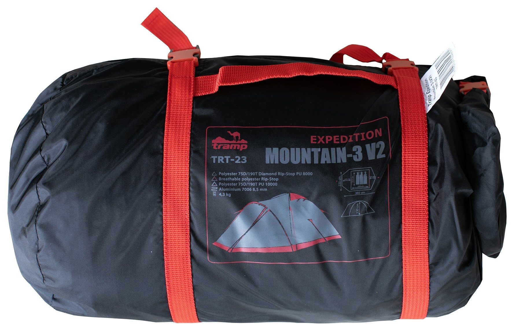 Палатка Tramp Mountain 4 (V2) серая/красная (TRT-024)