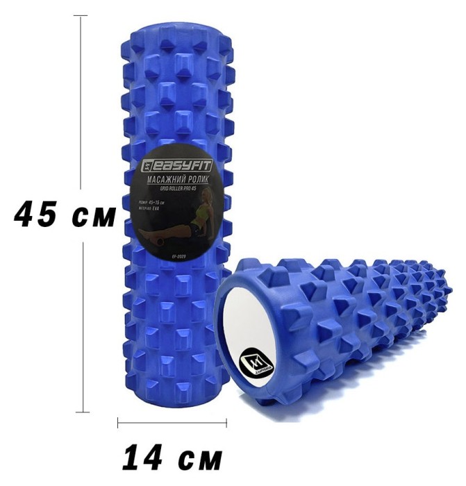 Масажний ролик EasyFit Grid Roller PRO 45 см Фіолетовий, укр, укр