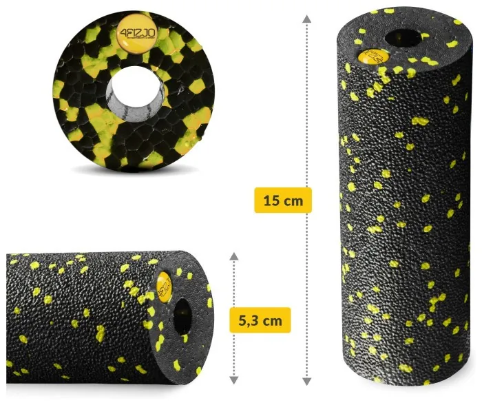 Масажний ролик 4FIZJO Mini Foam Roller 15 x 5.3 см (валик, роллер) Black/Yellow (P-5907222931790)