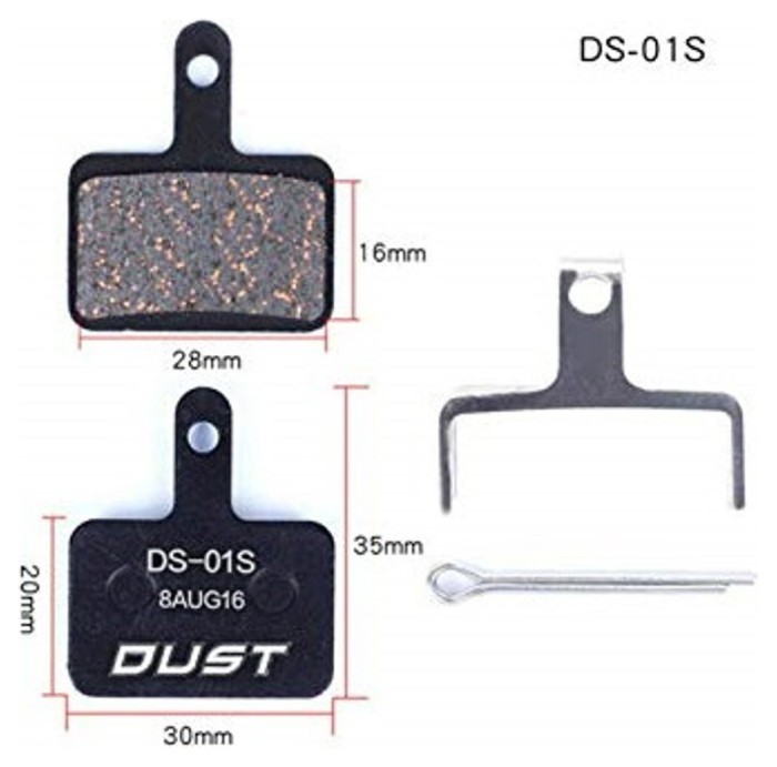 Колодки гальмівні disc Напівметал DUST DS-01S Shimano M515/M446/Tektro Draco AM (брендоване пакування), укр, укр