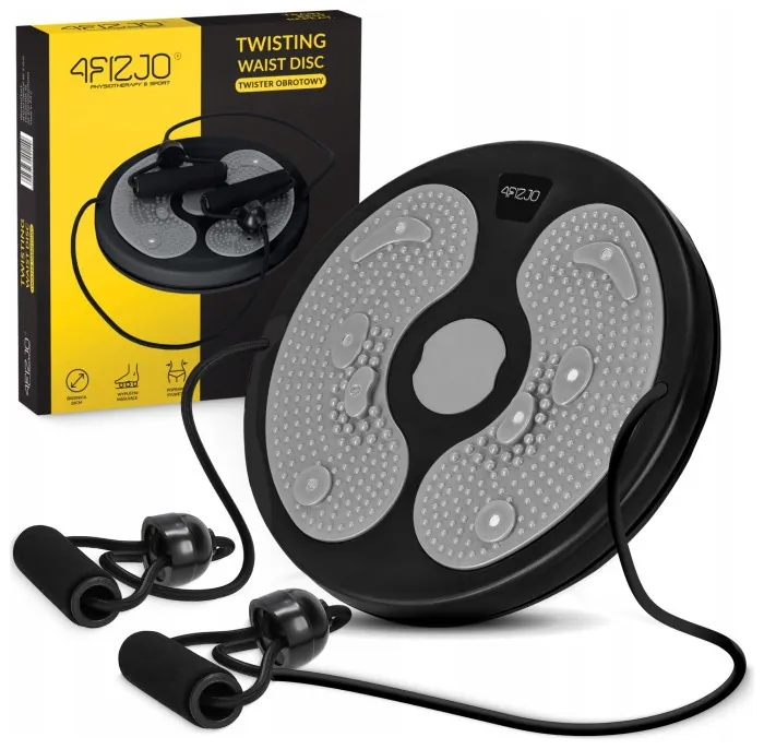 Диск здоровья для талии 4FIZJO Mini Twister с эспандерами Black/Grey (P-5905973402149)