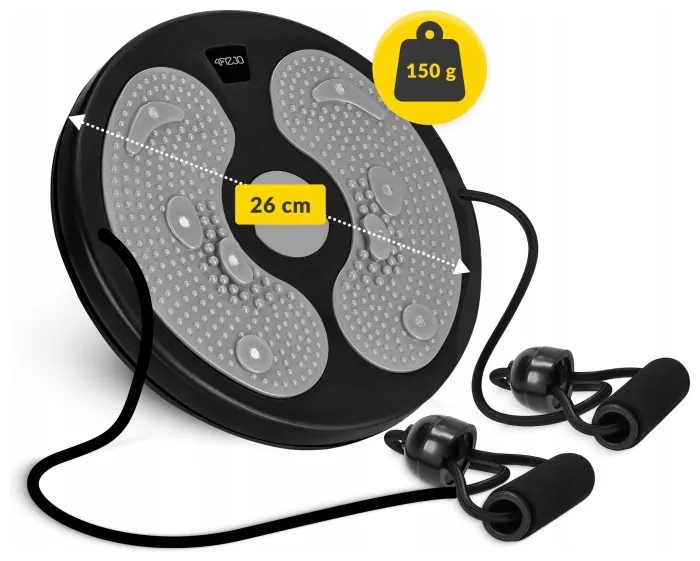 Диск здоровья для талии 4FIZJO Mini Twister с эспандерами Black/Grey (P-5905973402149)