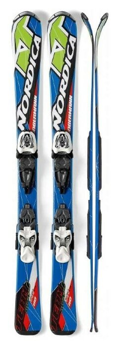 Ліжі гірські для підлітків комплект Nordica TEAM J RACE 100см Blue/lime (0A4152+0C3138 E1 001)