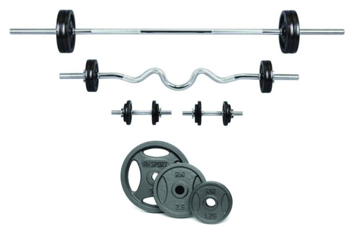 Наборные металлические штанги и гантели 50 кг, 4 грифа + диски RN-Sport