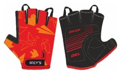 Рукавички дитячі GREY'S з коротким пальцем, гелеві вставки, червоно-чорні