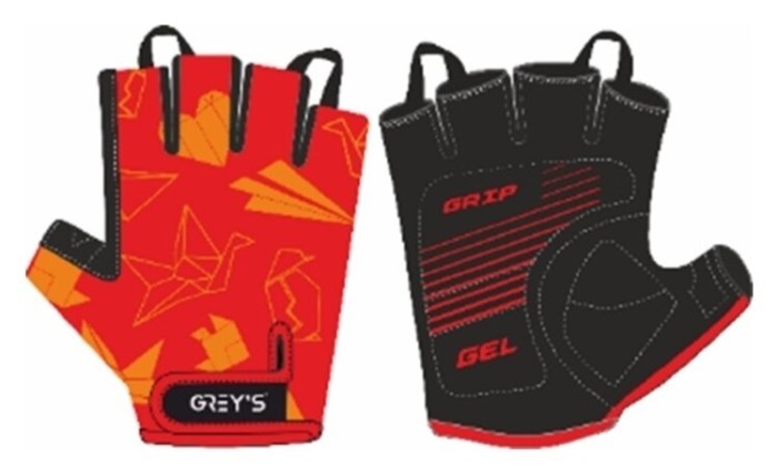 Рукавички дитячі GREY'S з коротким пальцем, гелеві вставки, червоно-чорні, укр, укр