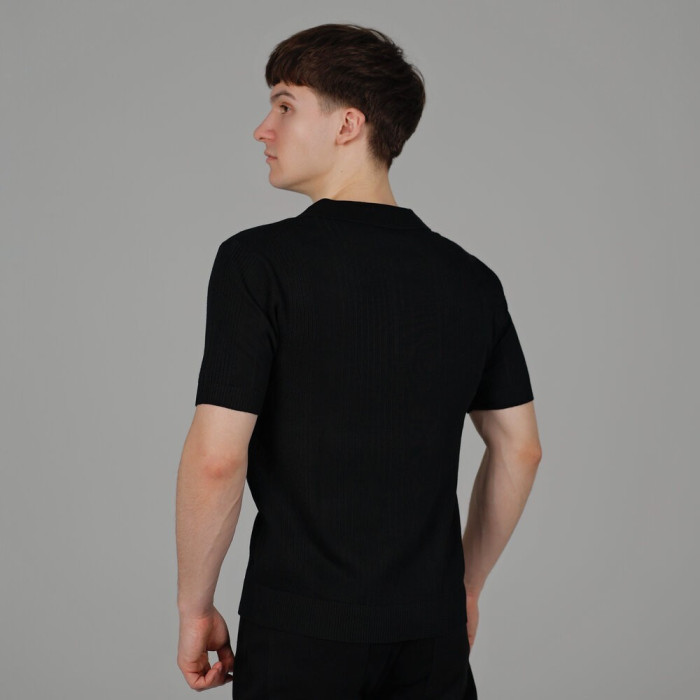 Базовое мужское поло Slavni черное, Трикотажное поло Slavni Twist черное