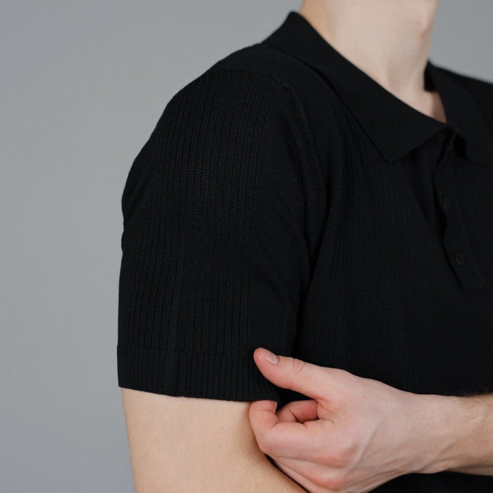 Базовое мужское поло Slavni черное, Трикотажное поло Slavni Twist черное