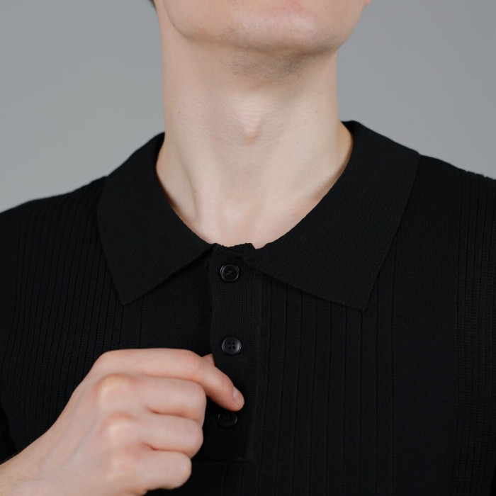 Базовое мужское поло Slavni черное, Трикотажное поло Slavni Twist черное