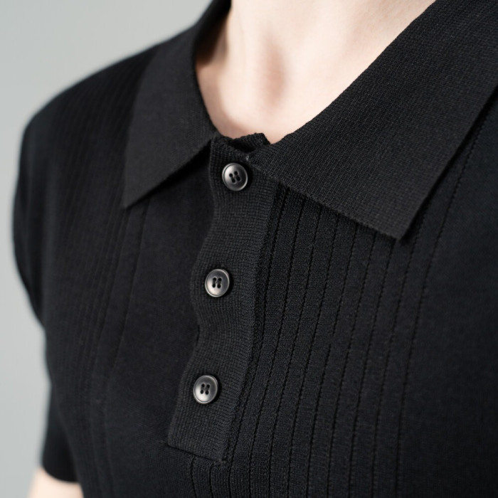 Базовое мужское поло Slavni черное, Трикотажное поло Slavni Twist черное