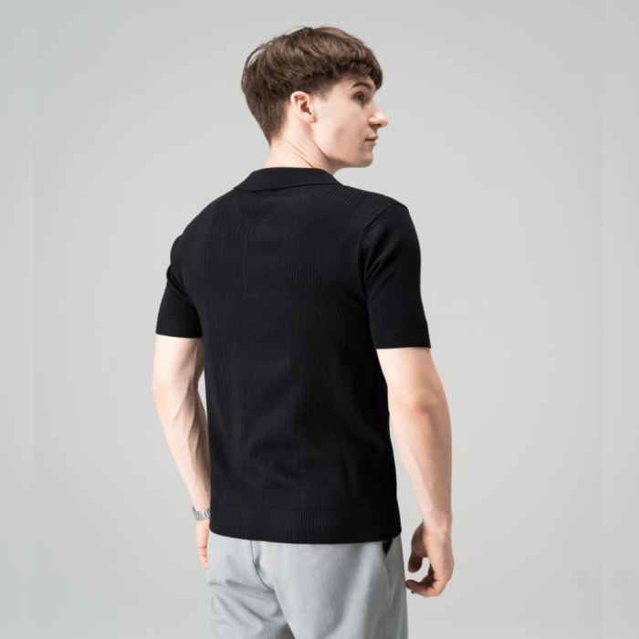 Базовое мужское поло Slavni черное, Трикотажное поло Slavni Twist черное