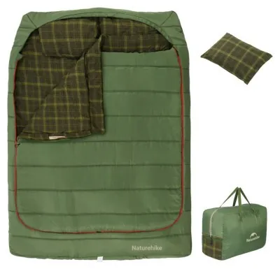 Спальный мешок двухместный с подушками Naturehike CNK2350WS019, зеленый