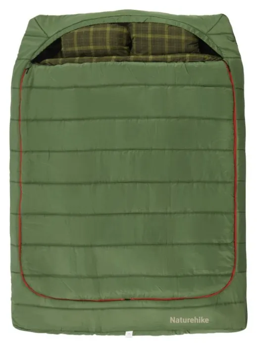 Спальный мешок двухместный с подушками Naturehike CNK2350WS019, зеленый