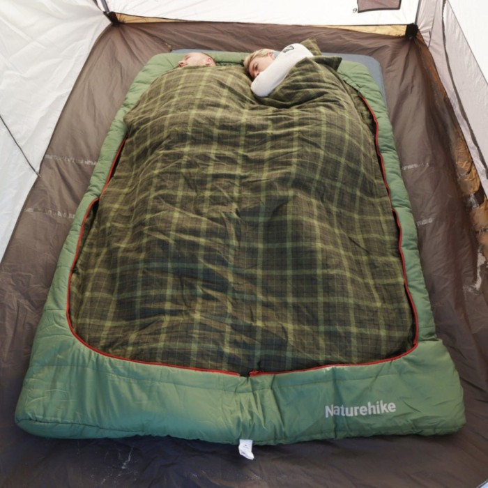 Спальный мешок двухместный с подушками Naturehike CNK2350WS019, зеленый