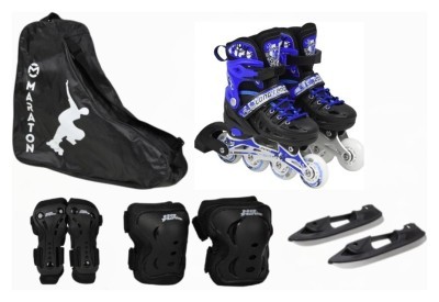 Комплект роликові ковзани + захист + леза синій