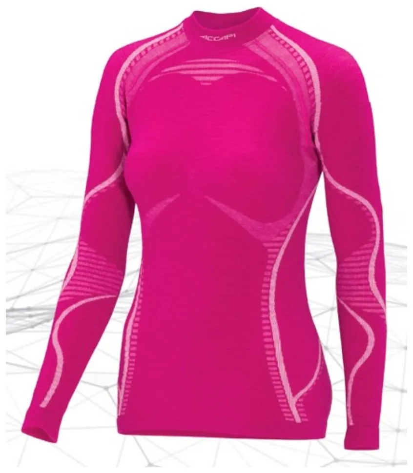 Жіноча термофутболка з довгим рукавом Accapi Ergowool, M/L, Fuxia/White (SHM_ACC WА711.3301-ML)