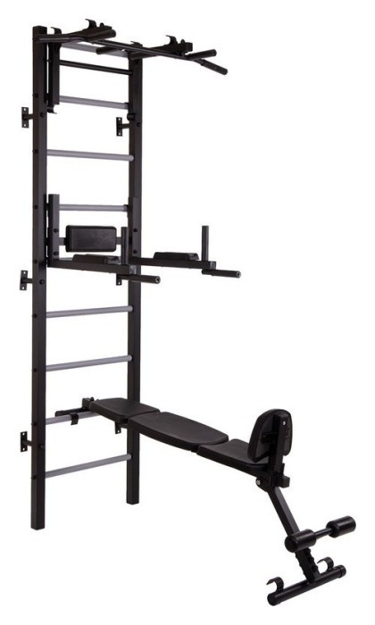 Шведська стінка-стійка з турником, брусами, лавою для преса та спини Атлант PRO, сталь, кольори в асортименті