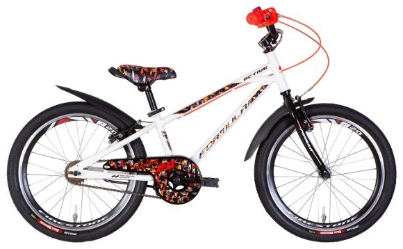 Велосипед ST 20" Formula ACTIVE Vbr рама-10" белый 2024 крылья, подножка, звонок