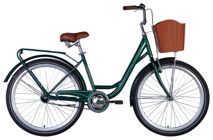 Велосипед 26" Dorozhnik CRYSTAL 2024 (темно-зеленый с серым)