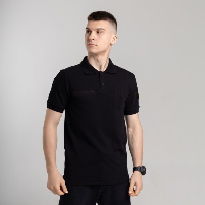 Легкое тактическое летнее мужское черное поло Pobedov Royal Военное