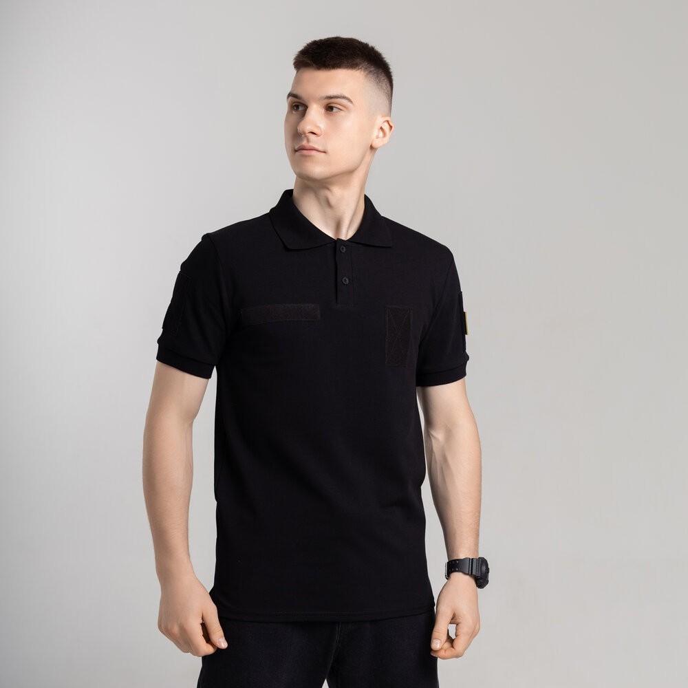 Легке тактичне літнє чоловіче чорне поло Pobedov Royal Військове, укр, укр