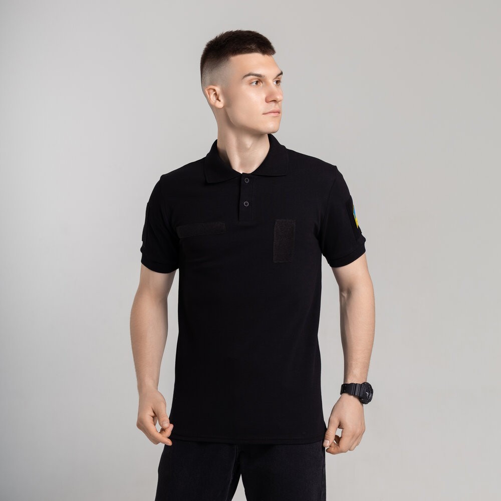 Легке тактичне літнє чоловіче чорне поло Pobedov Royal Військове, укр, укр