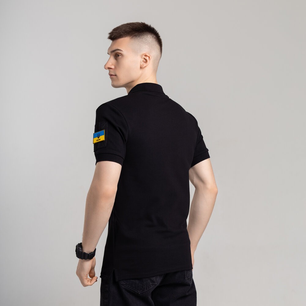 Легке тактичне літнє чоловіче чорне поло Pobedov Royal Військове, укр, укр