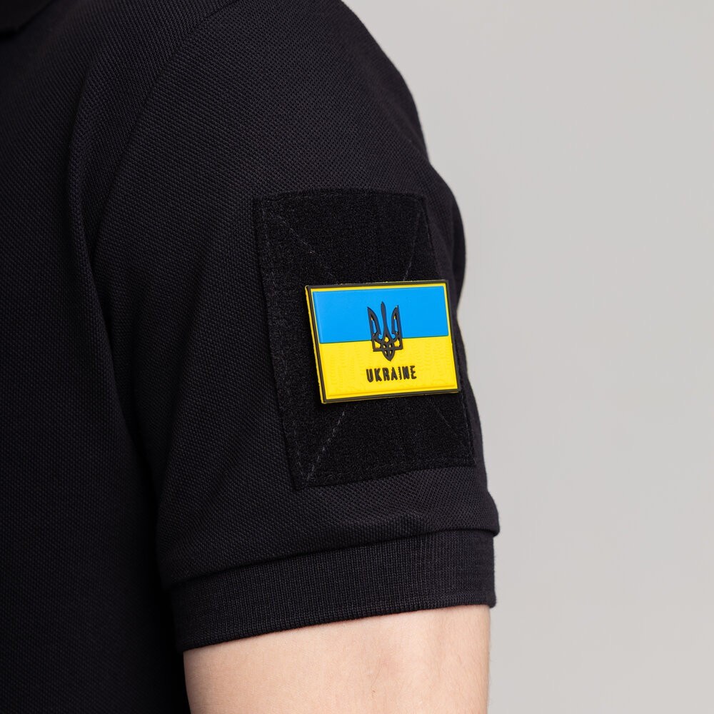 Легке тактичне літнє чоловіче чорне поло Pobedov Royal Військове, укр, укр