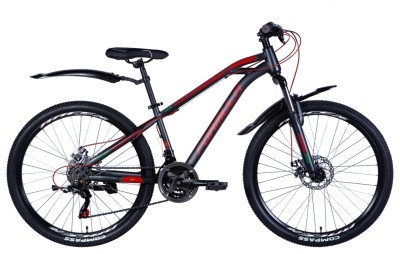 Велосипед ST 26&quot; Formula DAKAR AM DD рама- з крилом Pl 2024 (чорно-червоний (м))