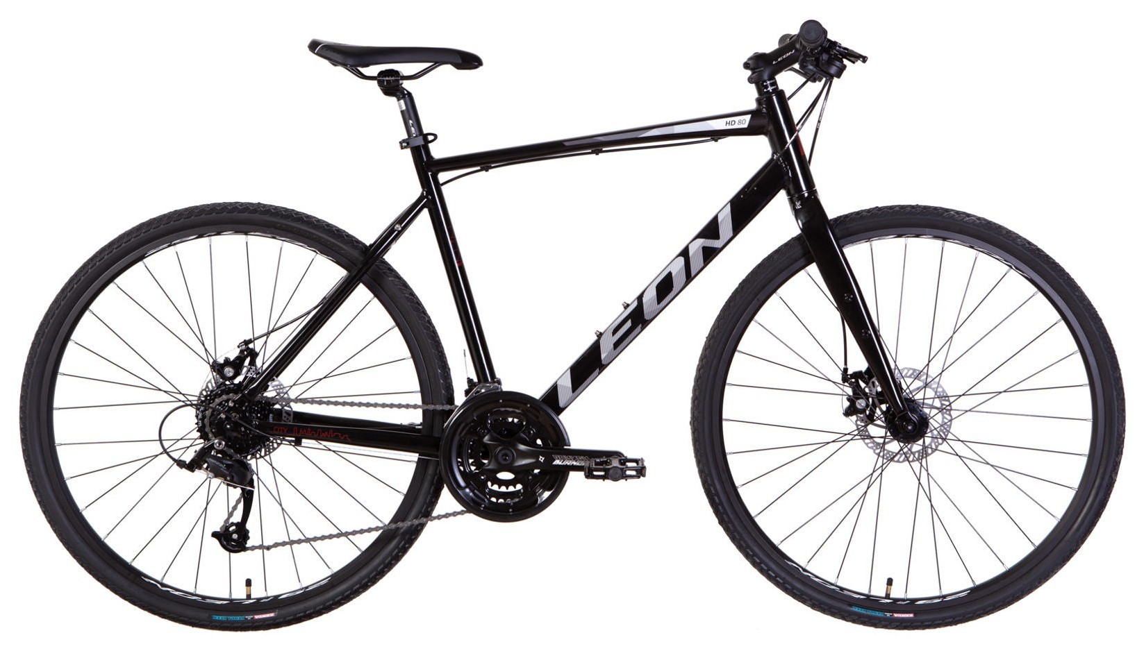Велосипед 28" Leon HD-80 DD 2022 (чорно-білий з червоним)