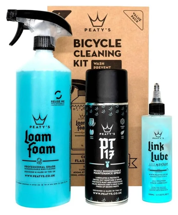 Набор для мойки Peaty's Cleaning Gift Pack, шампунь 1L / Спрей PT17 400ml / смазка для цепи 120ml, All-Weather