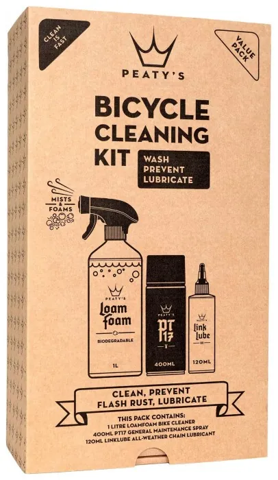 Набор для мойки Peaty's Cleaning Gift Pack, шампунь 1L / Спрей PT17 400ml / смазка для цепи 120ml, All-Weather