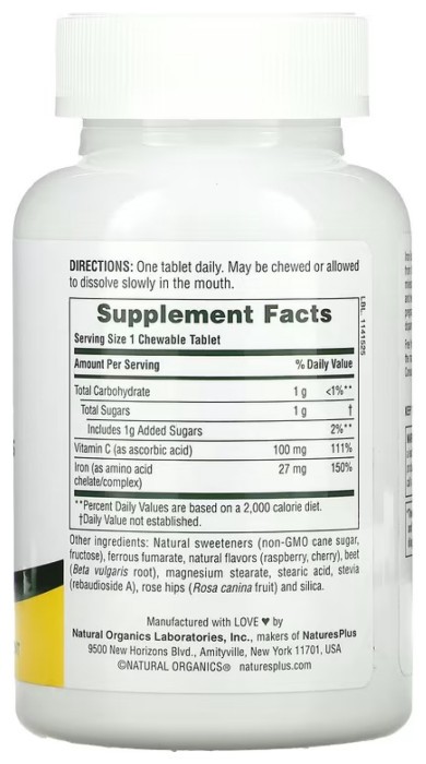 Iron 27 mg with Vitamin C Herbs - 90 tabs