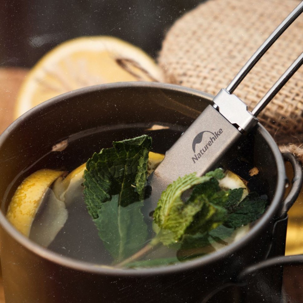 Ложко-вилка титановая складная Naturehike NH19C001-J серая с мешочком