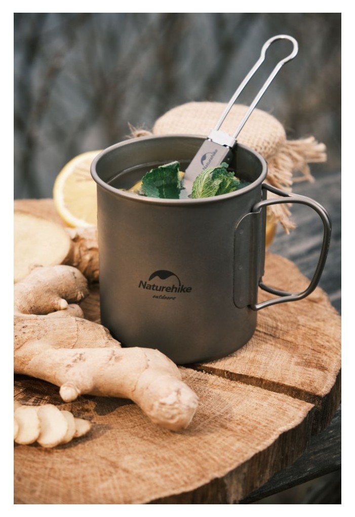 Ложко-вилка титановая складная Naturehike NH19C001-J серая с мешочком