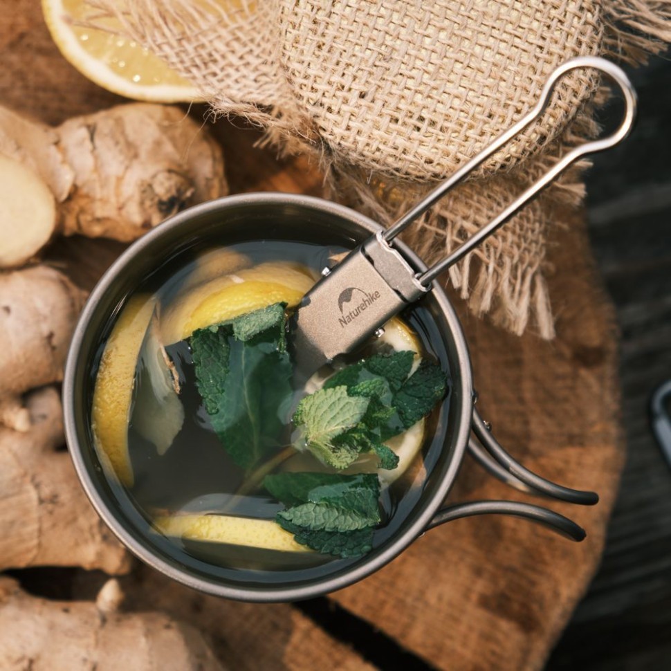 Ложко-вилка титановая складная Naturehike NH19C001-J серая с мешочком