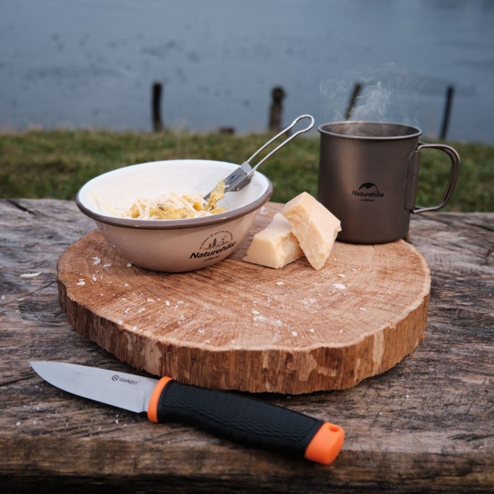 Ложко-вилка титановая складная Naturehike NH19C001-J серая с мешочком