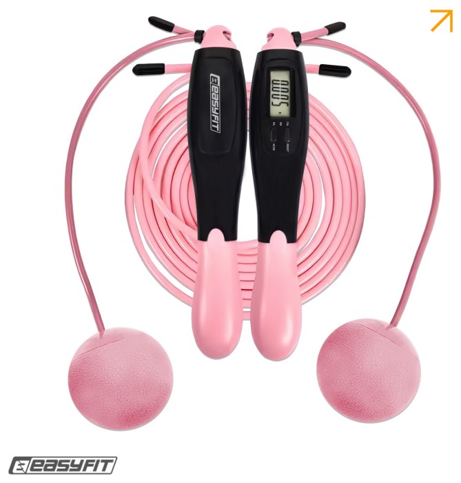 Скакалка для схуднення EasyFit TwinRope 2,8 м чорний-рожевий, укр, укр