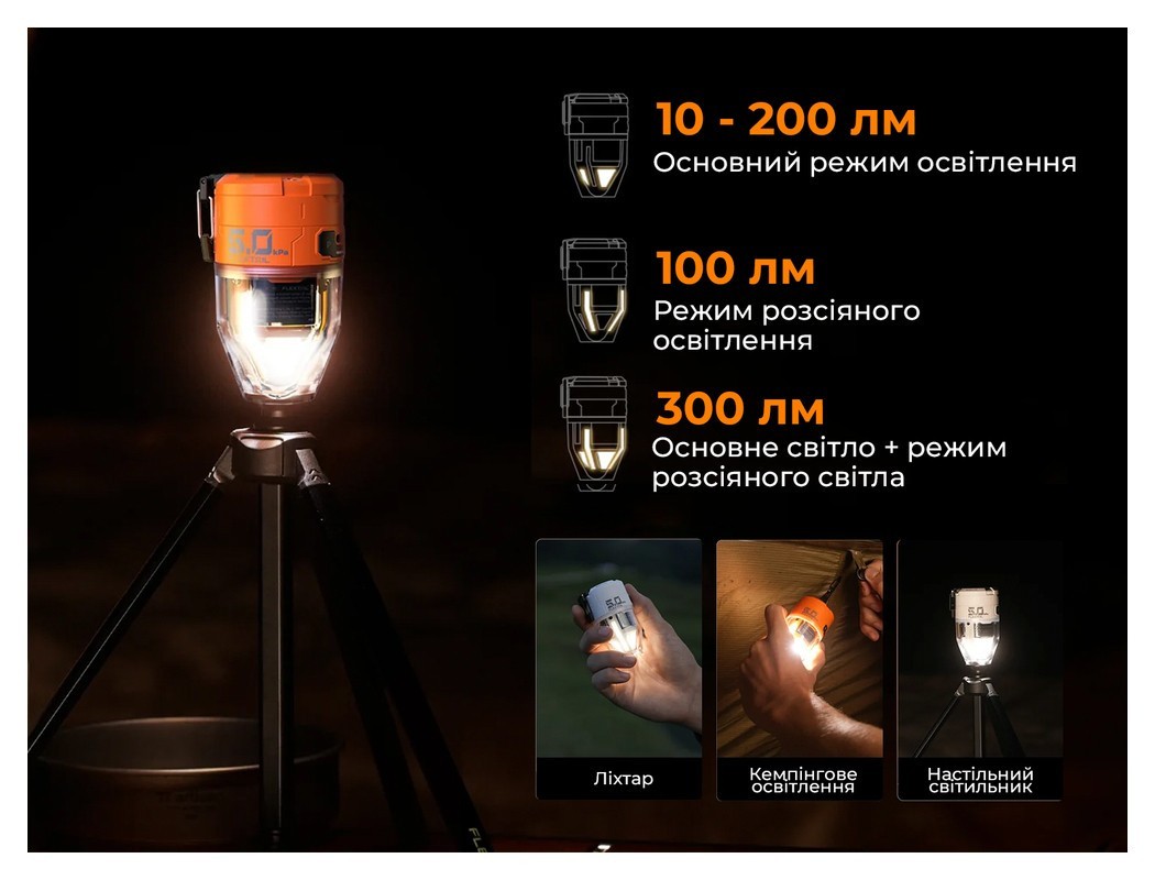 Насос-ліхтар кемпінговий Flextail Max Pump 3, чорний, укр, укр