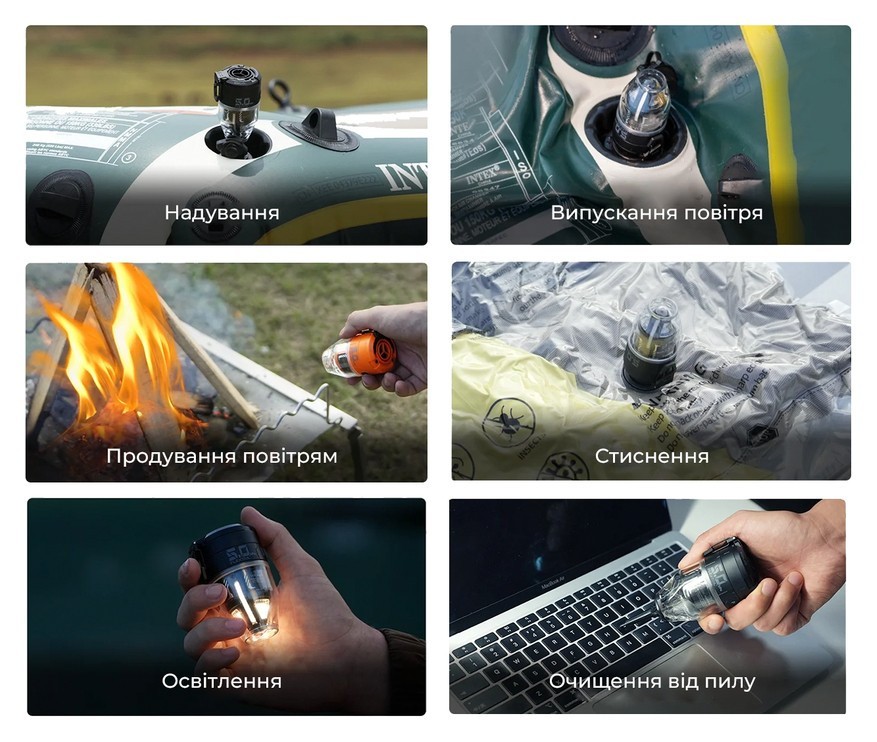 Насос-ліхтар кемпінговий Flextail Max Pump 3, чорний, укр, укр