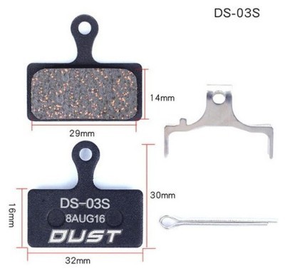Колодки гальмівні disc Напівметал DUST DS-03S Shimano M985/988/785/666/675/615, FSA K-Force DB-XC-9000 AM (брендоване пакування)