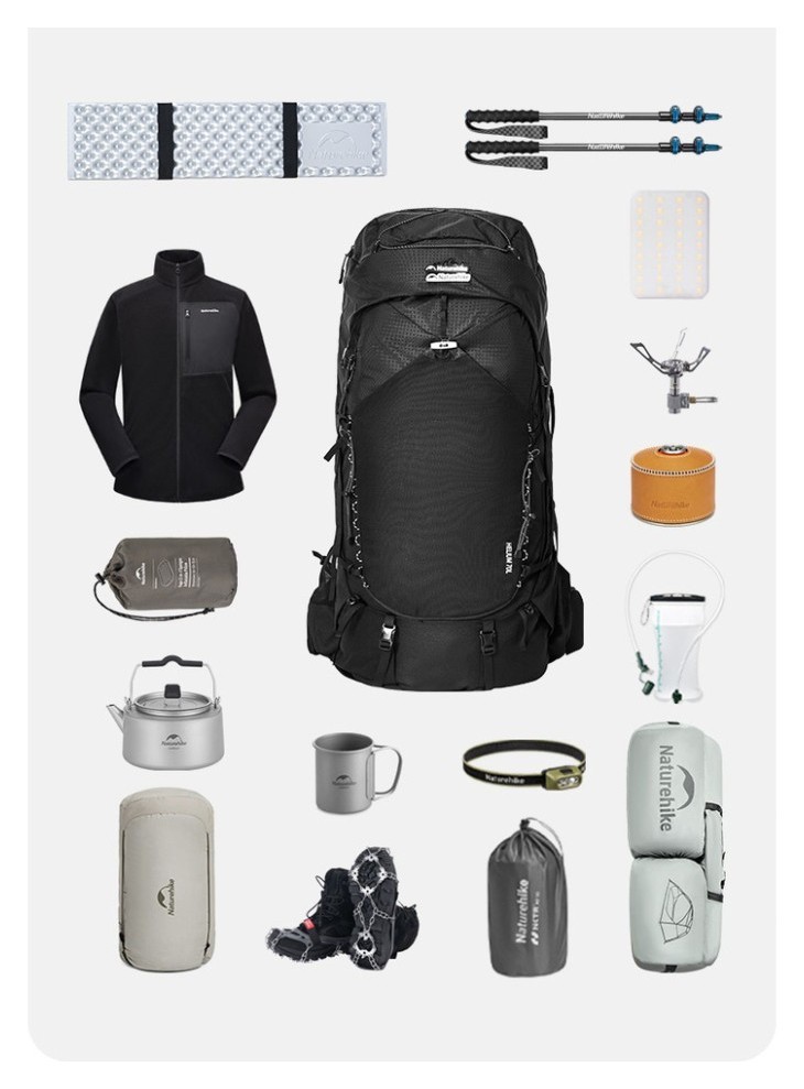 Рюкзак туристический Naturehike Helium CNK2450XB014, 70 л, черный, M