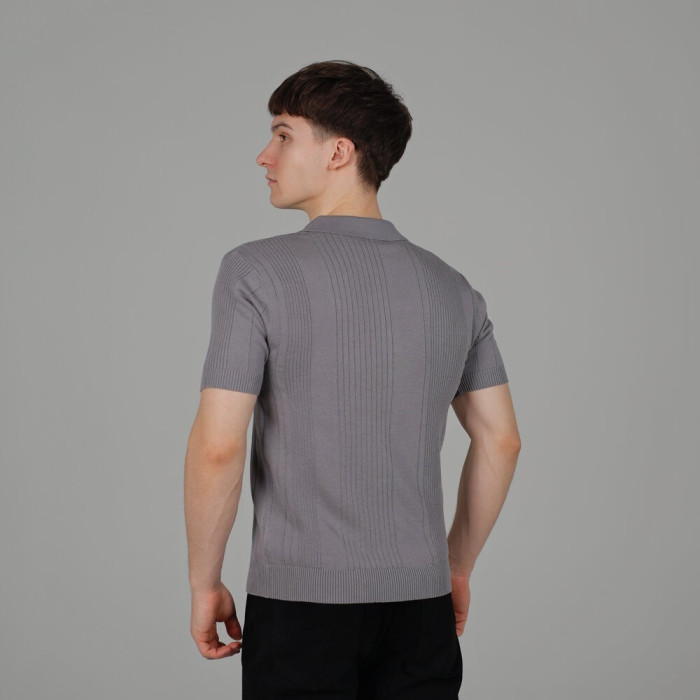 Базовое мужское поло Slavni серое, Трикотажное поло Slavni Twist серое