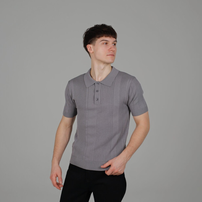 Базовое мужское поло Slavni серое, Трикотажное поло Slavni Twist серое