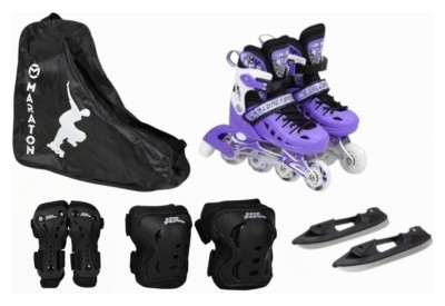 Комплект роликові ковзани + захист + леза бузковий