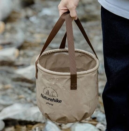 Складане відро для води з ПВХ Naturehike NH20SJ040, 10 л, світло-коричневий