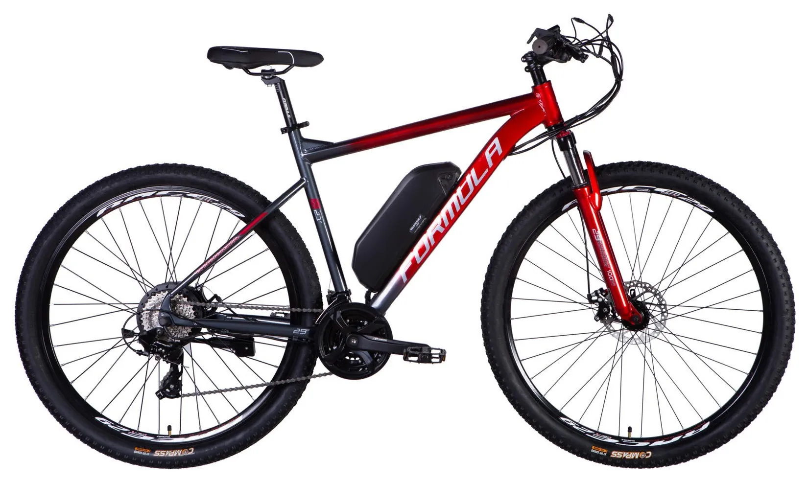 Велосипед з електроприводом 29" AL Formula eF-1 DD CS рама-21" 48B 12.5А*г 500Вт червоно-сріблястий 2026 (ELB-FR-29-253)