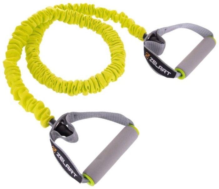 Еспандер трубчастий із ручками в захисному рукаві Zelart FI-2595 (MD1317) (TPR, d-10x5мм, l-122см), укр, укр