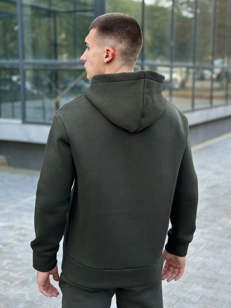 Тепле чоловіче худі на флісі з капюшоном хакі Pobedov 008 ЗИМА, укр, укр